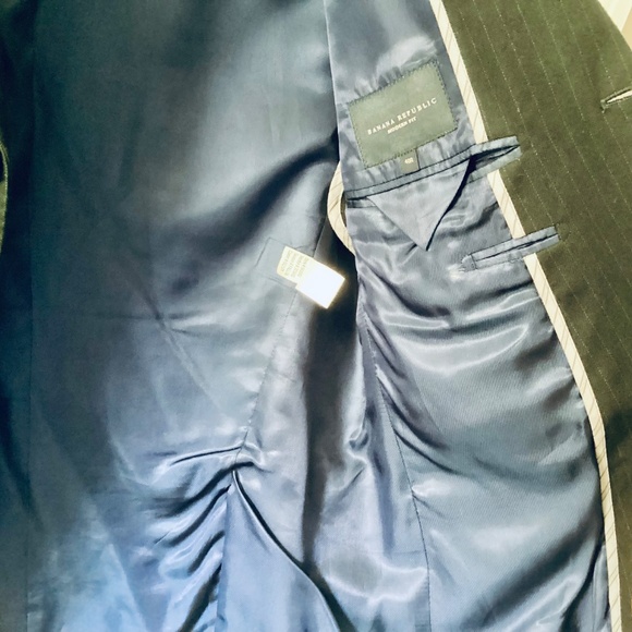 Banana Republic Mens Blue Striped Three Button Cotton Blazer Jacket Modern 40R - Picture 11 of 16